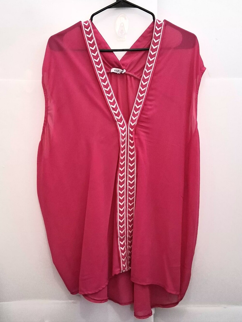 Sleeveless V-Neck Hot Pink Tank with Trim Size Fit 4X
